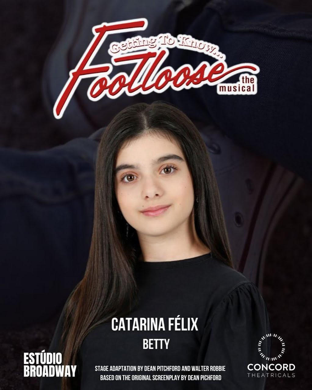 Poster oficial de divulgação da atriz Catarina Félix no musical Footlose, em cartaz nos finais de semana no Teatro Cassiano Gabus Mendes. Crédito: Divulgação