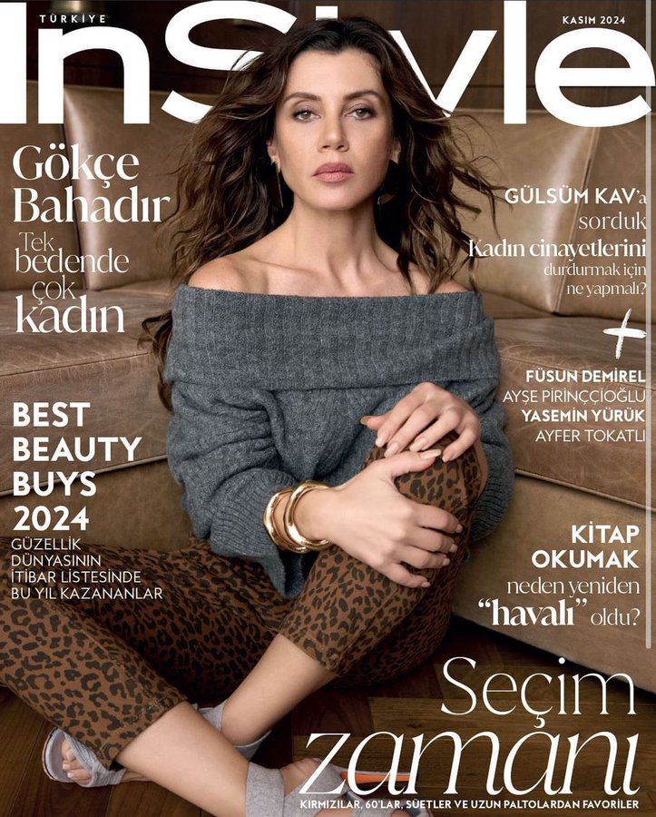 Atriz Gökçe Bahadır está na capa de revista InStyle Türkiye