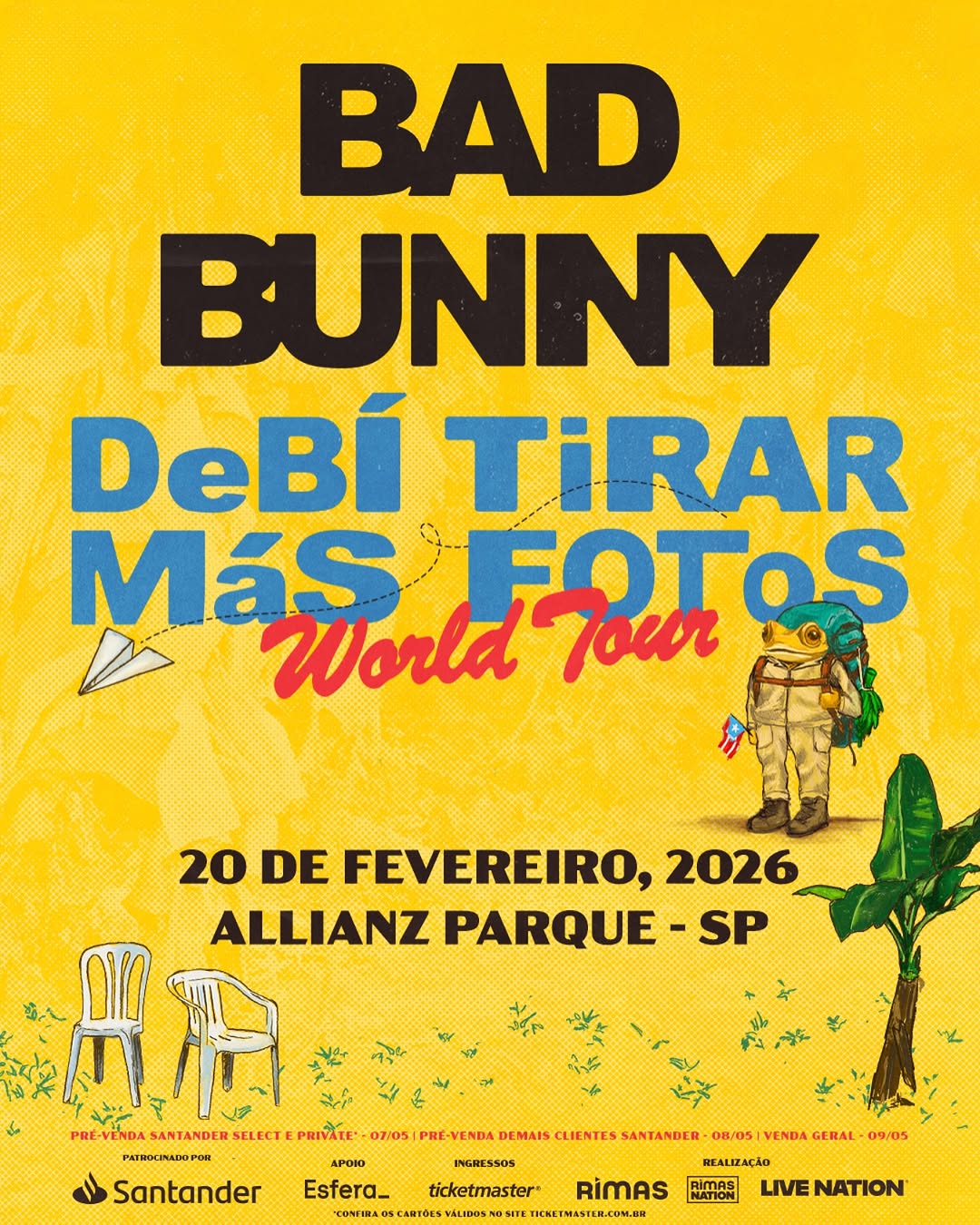 Anúncio da turnê de Bad Bunny no Brasil.