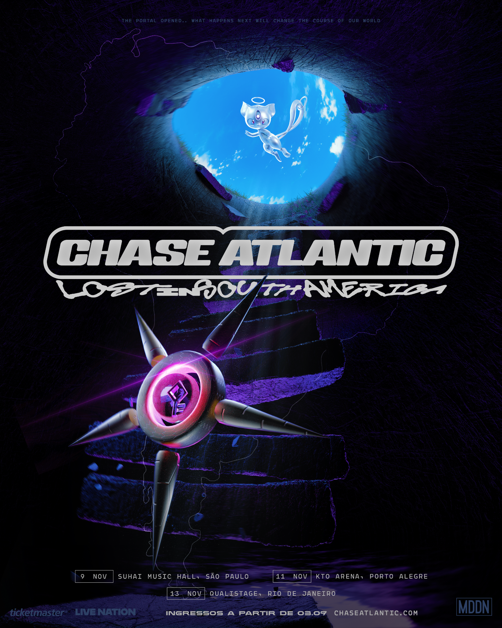 Pôster de divulgação da turnê Lost In South America, do Chase Atlantic