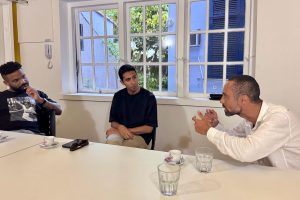 Arlindinho, Mosquito e Silvio Guindane nos bastidores de deixa a vida me levar