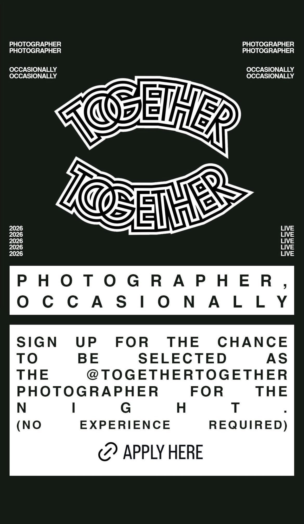 Projeto Fotógrafo Ocasionalmente, da Together, Together Tour
