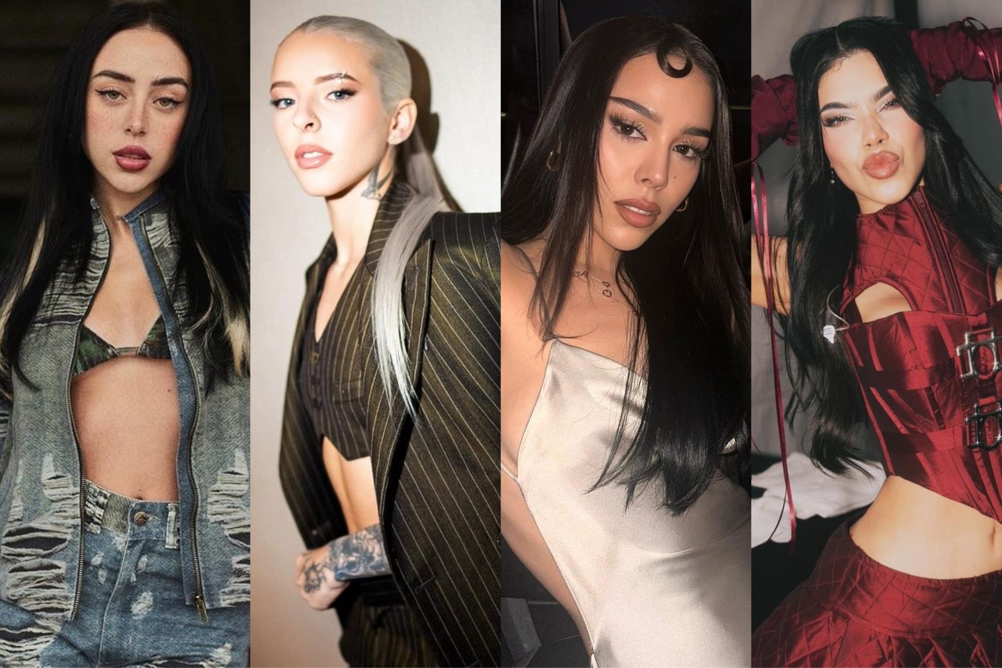 Imagem de Nicki Nicole, Young Miko, Danna Paola e Kenis OS, respectivamente.