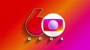 Imagem com o logo da TV Globo ao lado do número 6, formando o próximo aniversário da emissora: 60. Abaixo está escrito: anos.