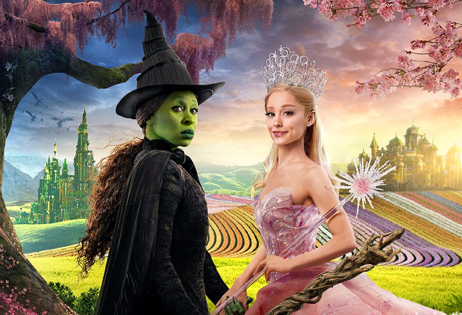 Cynthia Erivo e Ariana Grande em pôster oficial de Wicked.