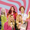 Capa com personagens de filmes de patricinha, com fundo rosa